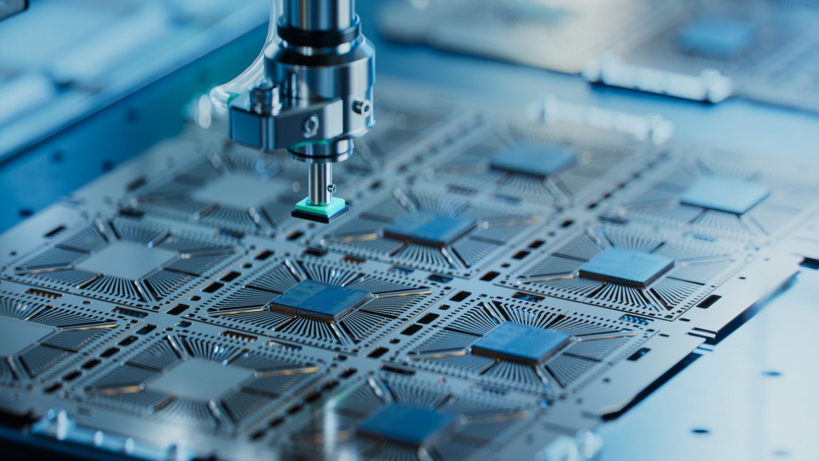 Close-up,Of,Silicon,Die,Are,Being,Extracted,From,Semiconductor,Wafer